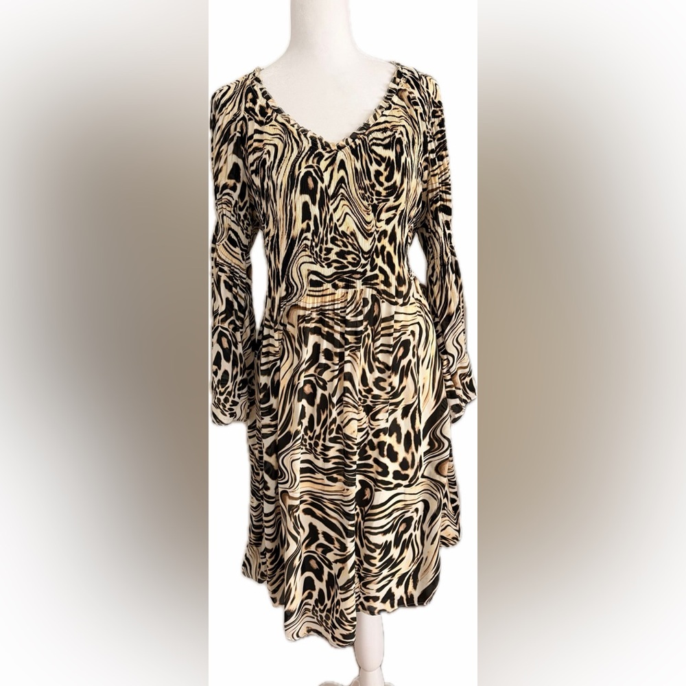 Elle Animal Print Lined Dress Size Large—New